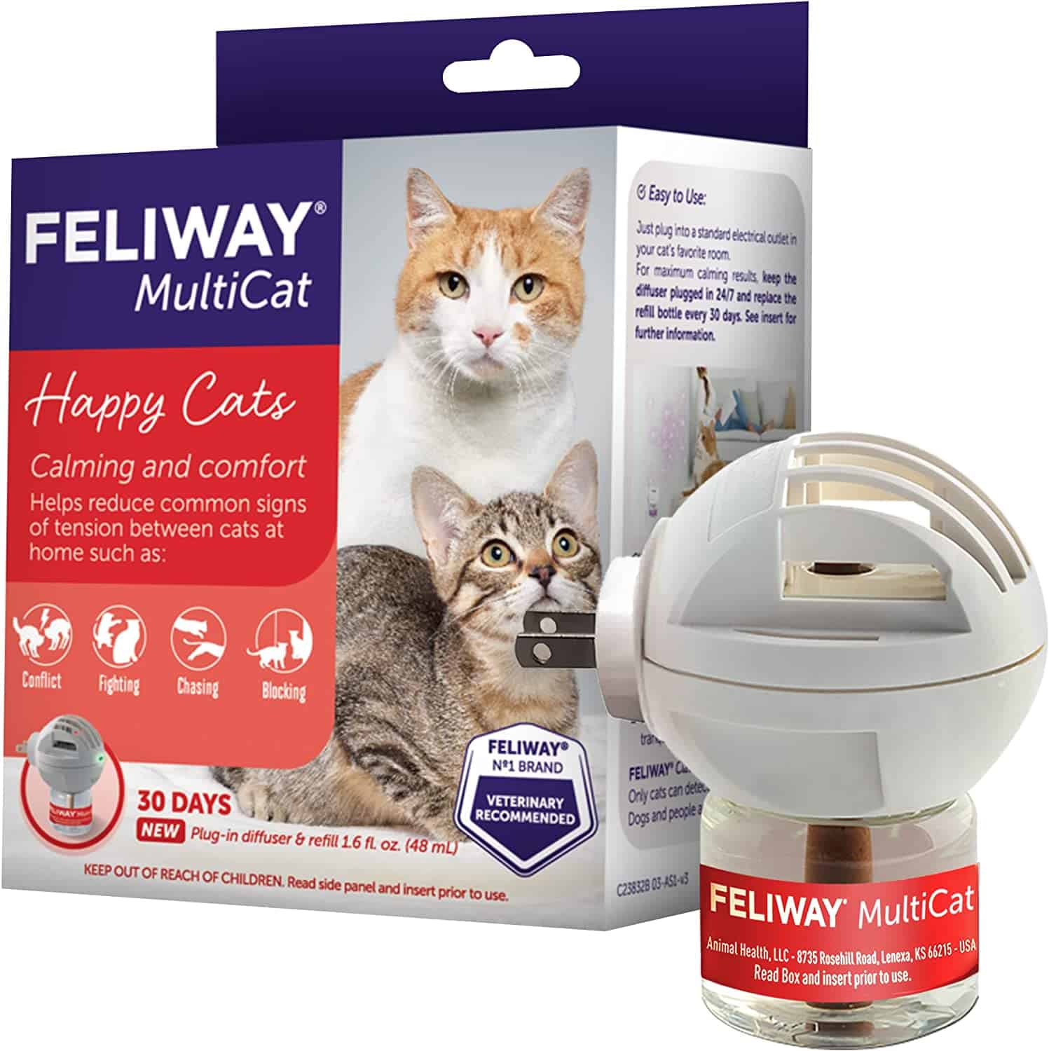 Feliway MultiCat 30 Day Starter Kit Calming Pheromone Diffuser for Cats