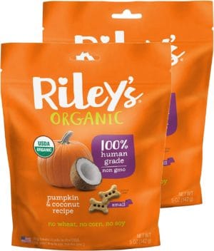 Riley's Organic Pumpkin & Coconut Recipe | Small Bone Dog Treats | 2 Pack 5 oz
