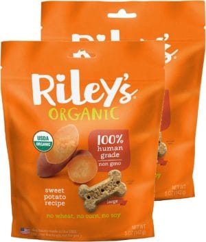 Riley's Organic Sweet Potato Recipe | Large Bone Dog Treats | 2 Pack 5 oz