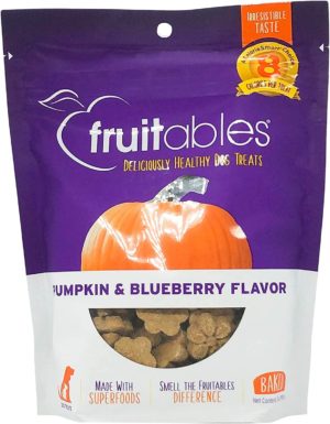 Fruitables Crunchy Baked Dog Treats | Pumpkin and Blueberry