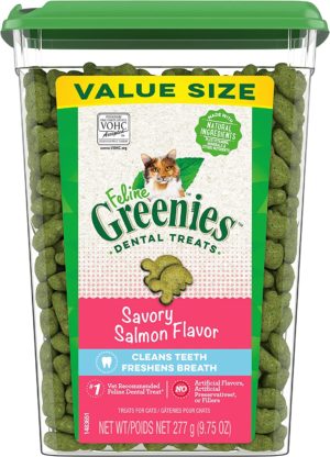 Greenies Dental Cat Treats, Savory Salmon Flavor, 9.75 oz. Tub