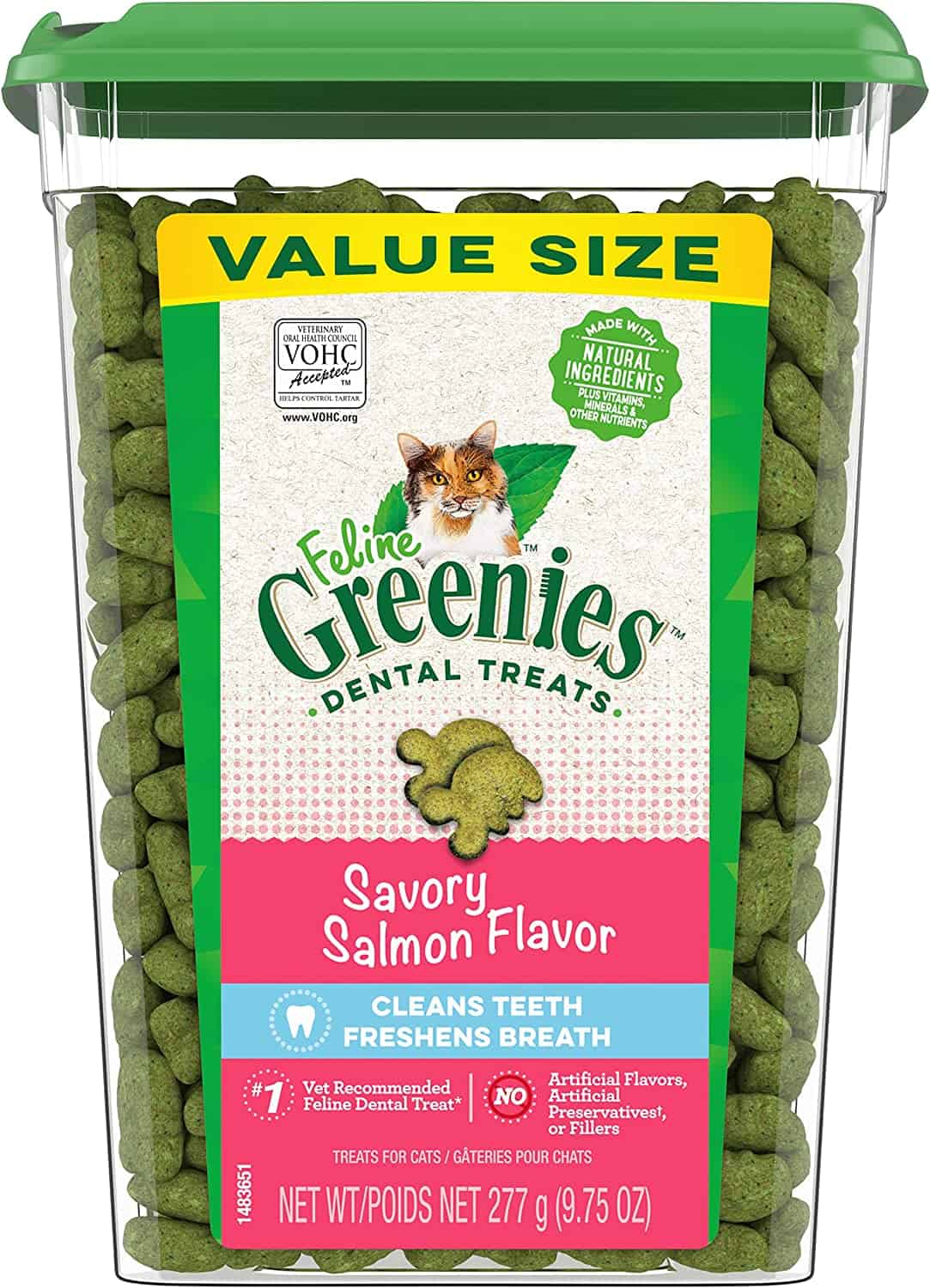 Greenies Dental Cat Treats, Savory Salmon Flavor, 9.75 oz. Tub