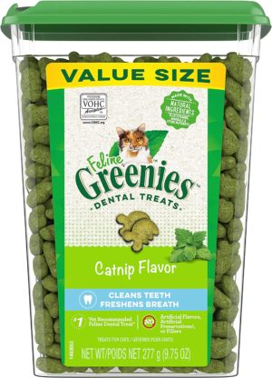 Greenies Dental Cat Treats, Catnip Flavor, 9.75 oz. Tub