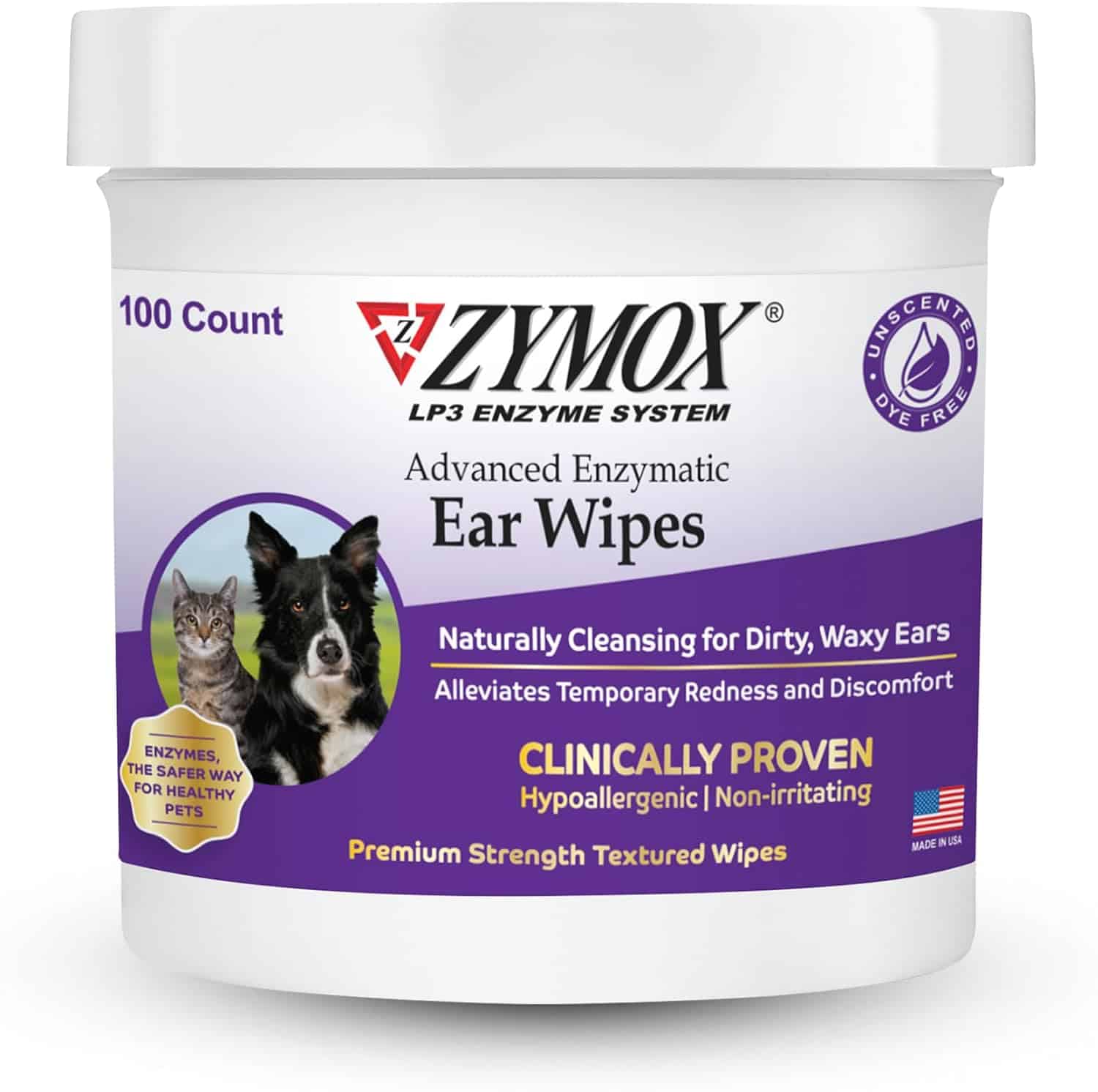purple container of medicated ear wipes