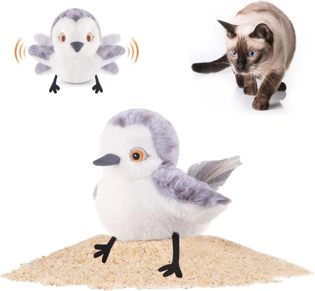Potaroma flapping bird cat toy cat playing with 2 furry bird toys