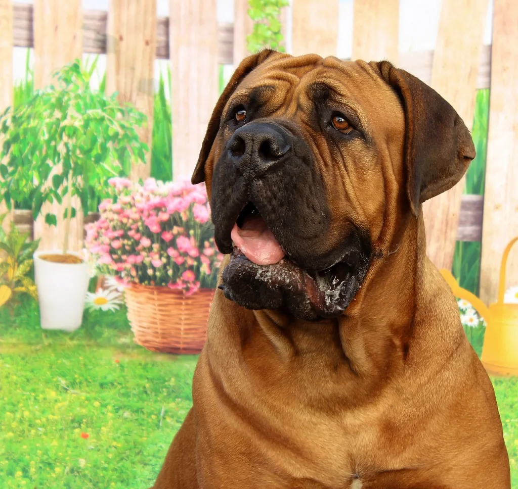 Mastiff sitting in yard Mastiff sitting in yard