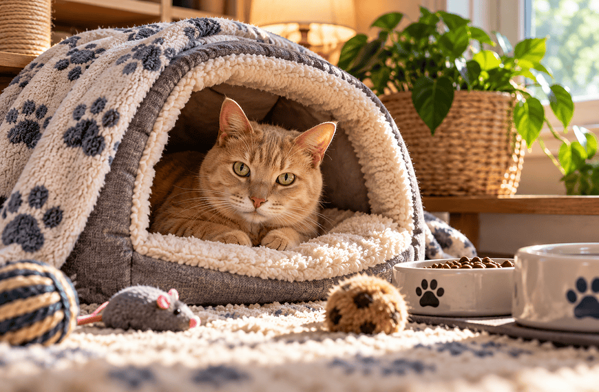 orange cat hiding in cat bed dr shannon barrett author veterinarian